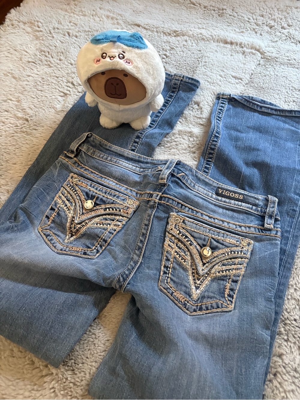 Rock Revival Light Blue Embroidered Bootcut Jeans